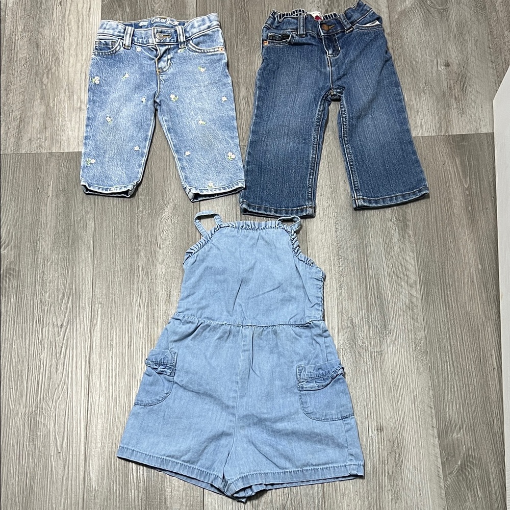 Children’s Place & cat & jack toddler denim jeans and romper/size 12m,18m & 3T